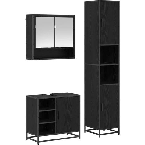 Maison Exclusive - Badezimmermöbel-Set 3 pcs Schwarz Eichen-Optik