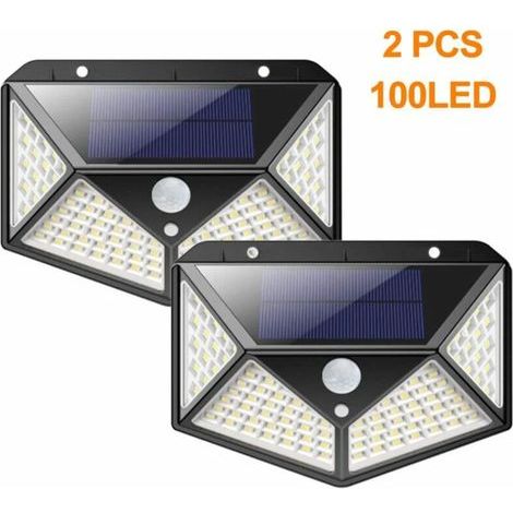 2er-Pack Solar-Außenleuchten, 100 superhelle LED-Solar-Außenleuchten, 800 Lumen, 3-Modus-Solar-Wandleuchten, wasserdichte Solar-Gartenleuchten (1/5)