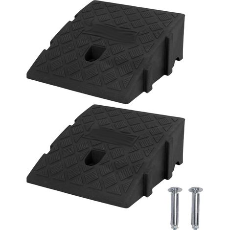 2 pièces rampe de bordure 13cm hauteur 4409lbs forte capacité de charge Portable robuste PE voiture pour moto vélos noir. (1/5)