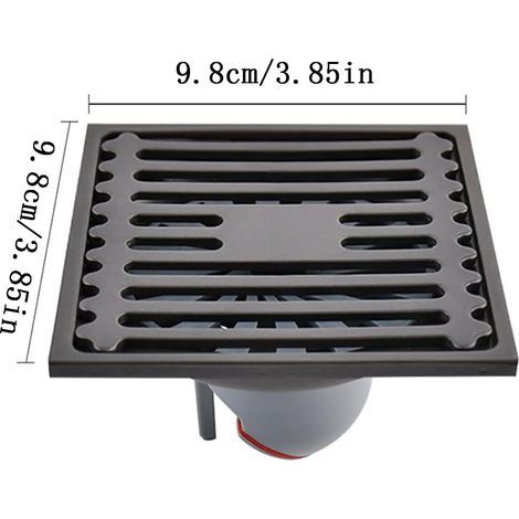 Ncheli Bonde de Sol Carrée Acier Inoxydable Finition Gris Sablé, Anti-Odeur/Refoulement + Double Filtre, Salle de Bain Cuisine, 98x98mm, Tuyau 50-75mm (1/4)