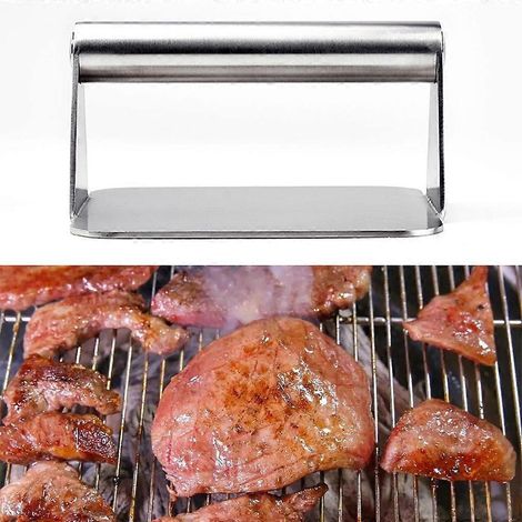 Presse à hamburger carrée en acier inoxydable pour barbecue, durable (1/4)