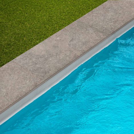 Margelle de piscine effet Pierre Gris Cotto 60x28x2 cm Bord Droit Pietra  - RO'MA CARRELAGE