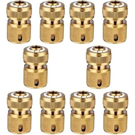 10 Stück Messing Schlauchkupplung 1/2 Zoll, Schnellkupplungs Schlauchverbinder Gartenschlauch Adapter für Rohr Verbinden Gartengeräte Schläuche (1/5)