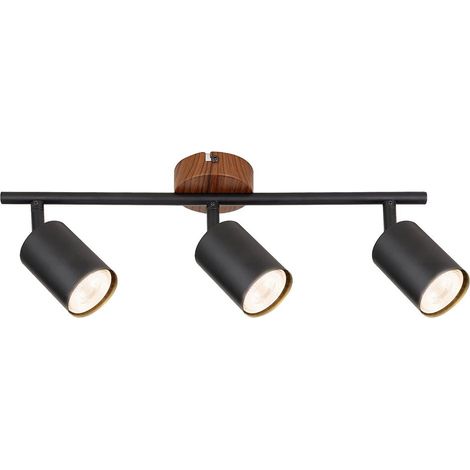 EDMUND INDOOR METAL SPOT LAMP 3XGU10 BLACK/OAK (1/4)