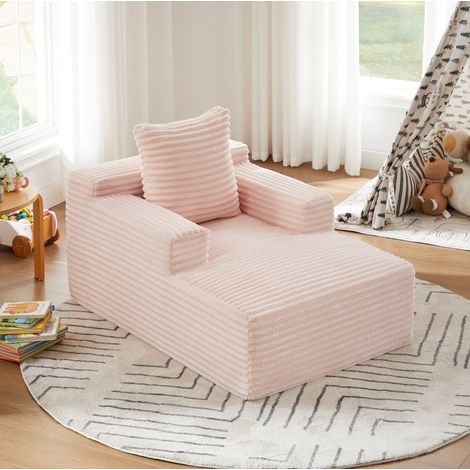 Divano chaise longue in velluto a coste rosa, 117 x 81 x 50 cm, senza montaggio HAVRYA (1/5)