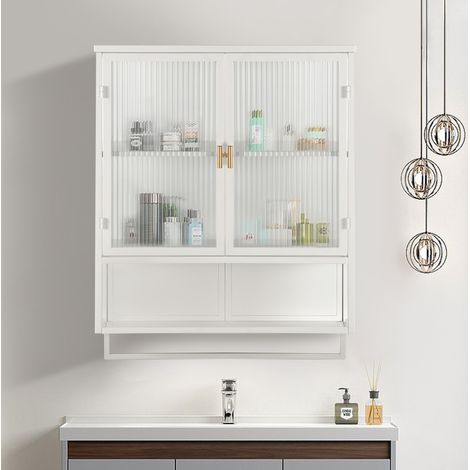 Sideboard Schrank Aufbewahrung 60 cm Glas Weiß OKMYHOME (1/5)