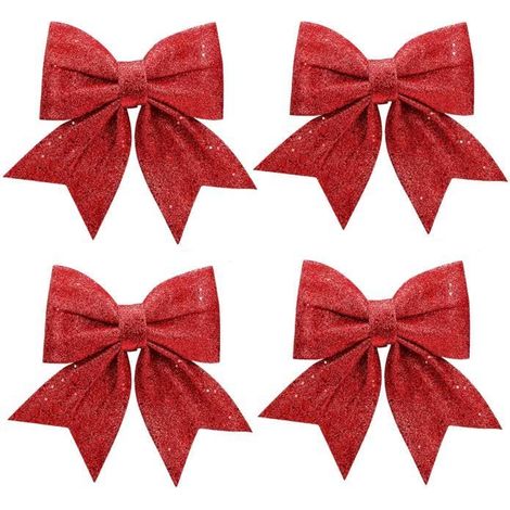 VIPITH Weihnachtsbaum-Anhänger mit Glitzer, 4-teilig, rot (12 x 15 cm)