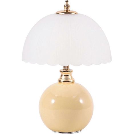 Moderne, minimalistische Schreibtischlampe im cremefarbenen Pilz-Design für Schlafzimmer, Nachttisch, Arbeitszimmer und Wohnzimmer