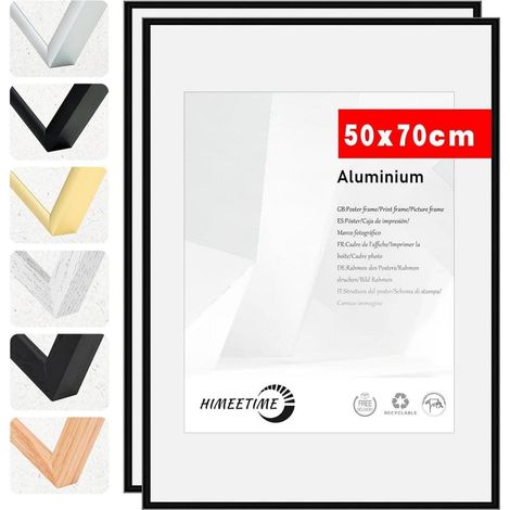Bilderrahmen 50x70 schwarz Metall Fotorahmen Alu Schwarz 50x70cm 2x (1/5)