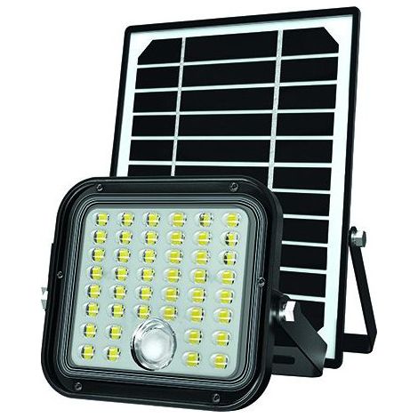 Vigor 3478545 Cubo 10 Proiettore LED Solare 10W 1500lm IP65 Sensore Crepuscolare e Movimento Autonomia 60 ore colore Nero (1/5)