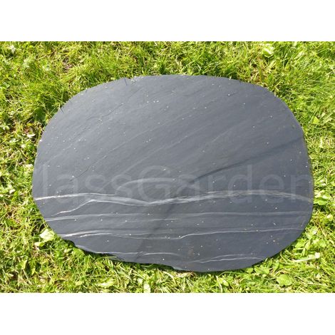 Classgarden – Pas japonais en ardoise naturelle – Format irrégulier ovale – Épaisseur 1.5 cm – Dimensions 30-35 cm par 40-45 cm – Poids 10 kg (1/4)