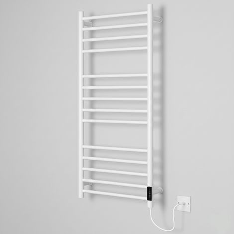 Larne  Dry Electric White  Stainless Steel Towel Rail 1000 mm High 500mm Wide Energy Efficient