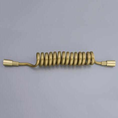 Tuyau Douchette Wc,Tuyau De Douche Rétractable,Connecteur en Laiton Tuyau en Spirale,Tuyau De Douche Flexible À Ressort,Or,1,5 M (1/5)