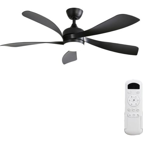 Ventilateur de plafond 52 pouces à 5 pales – LED intégrée, moteur DC, 6 vitesses avec télécommande, puissant et silencieux pour grandes pièces (1/5)