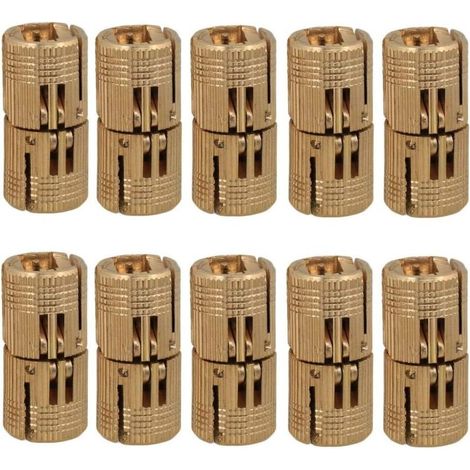 RHG 10 Pcs Charnières Cylindriques en Laiton, Caché Charnière Invisible Tonneau pour DIY Porte en Bois Armoire Caravane, 10 mm