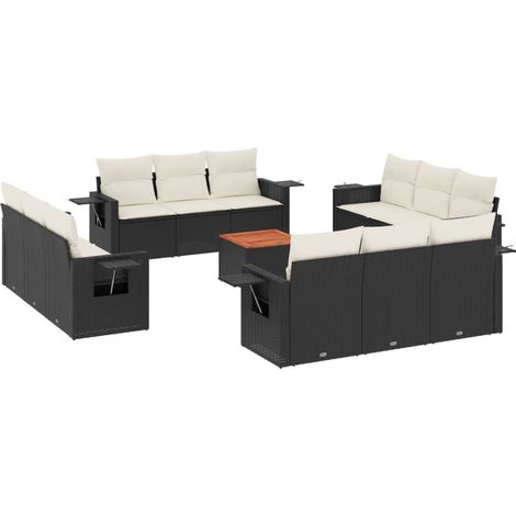 Maison Exclusive - Set Divani da Giardino 13pz con Cuscini Nero in Polyrattan (1/5)