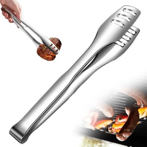 1 pince de cuisine en inox, résistante à la chaleur, polyvalente, pour barbecue et service, 29 cm (1/4)