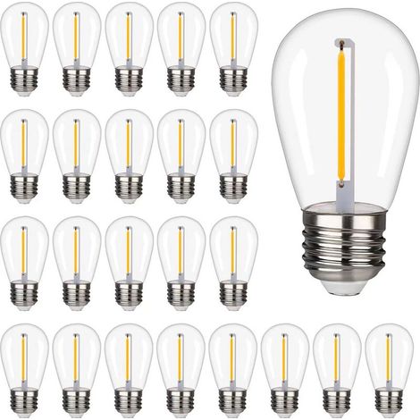 Lampadine a LED S14 impermeabile inastillables 1W E26 220V 2200K bianca calda, confezione da 24 per patio giardino illuminazione decorativa esterna sostenibile (1/5)