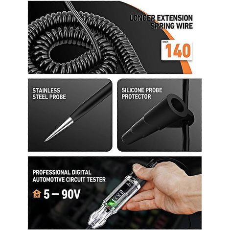 Lampe témoin automobile, testeur électrique numérique LED 5-90 V (1/5)