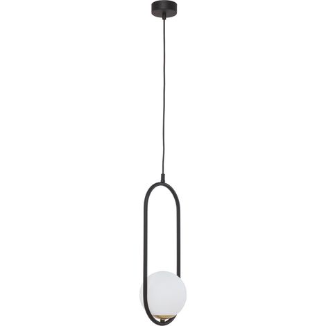 Suspension moderne noire cadre ovale globe blanc E14 Jupiter