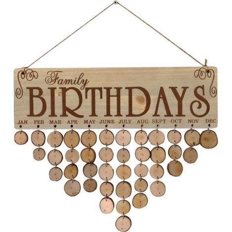 Plaque de vacances en famille calendrier mural bricolage calendrier de rappel d'anniversaire en bois 2094