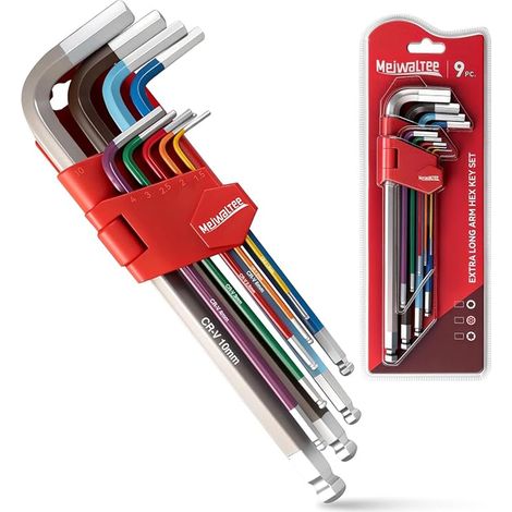 set de clés Hexagonales Bras Long Métrique Clés Allen 1,5-10mm Acier Cr-V Clés Antidérapantes de Couleur Pour la Réparation de Vélos et de Meubles Projets DIY (1/4)