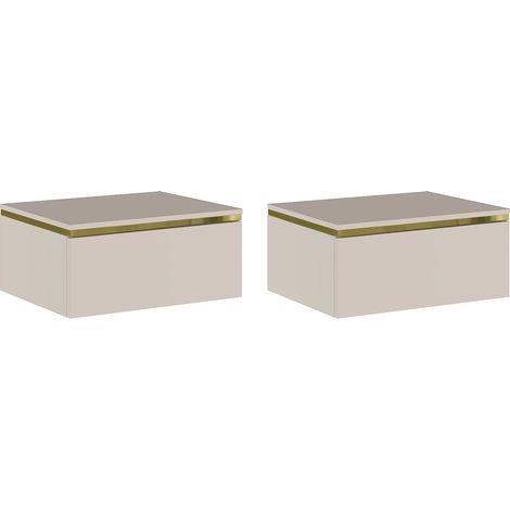 Lotto di 2 comodini sospesi con 1 cassetto Beige e Dorato  - VUKIA (1/5)