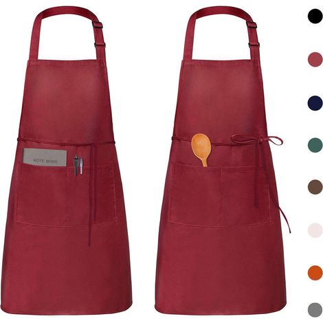Wasserdichte und verstellbare Küchenschürzen mit Taschen für die heimische Küche, Restaurants, Gärten und Grillabende (2er-Set) (1/5)