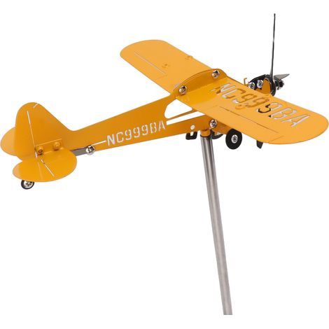 Piper J3 Cub Flugzeug-Windmühle, 3D-Metall-Dachgartendekoration (1/5)