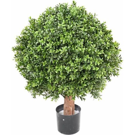 Buis artificiel sur tronc en pot pour extérieur anti-UV H 65 cm D 50 cm - dimhaut: H 65 cm - couleur: Vert