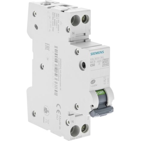 Interruptor Siemens 32 amperios tipo C capacidad 4500 (1/2)