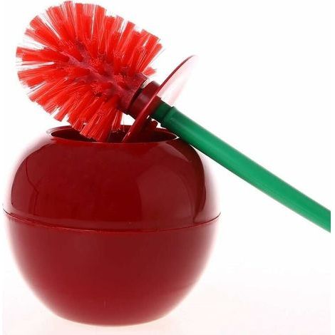 Brosse et Support de Toilette Cerise Brosse de Toilette Plastique Brosse Toilette Cerise Brosse WC Design Original Balayette WC Outil de Nettoyage de Salle de Bain Décoratif (1/4)