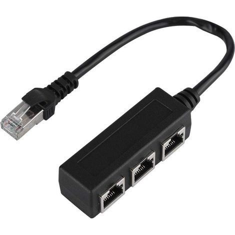 Câble répartiteur Ethernet RJ45, câble d'extension Ethernet câble d'extension Ethernet 1 mâle à 3 séparateur de connecteur de transfert de port femelle (1/5)
