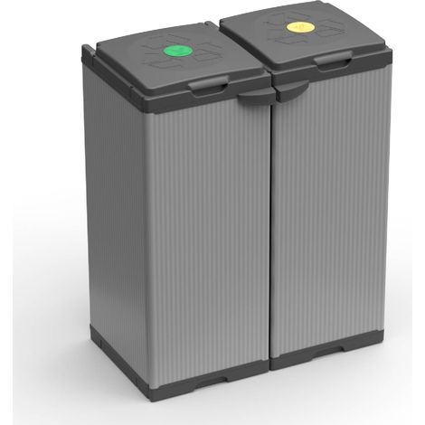 Mobile Pattumiera Raccolta Differenziata con Doppia Apertura - 80/110 lt - 68x39,5x85 cm