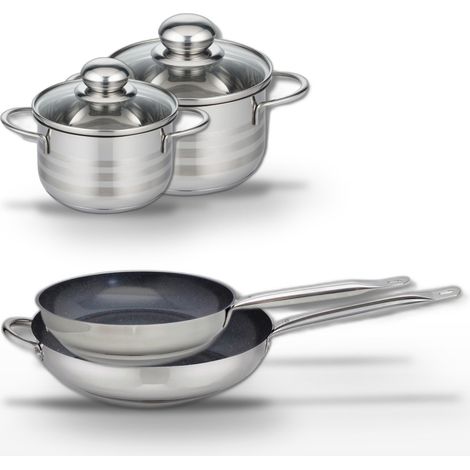 Lot Poêles 28cm et 32cm Elo Profi Therm Platinum avec Faitouts 12cm et 14cm (1/5)