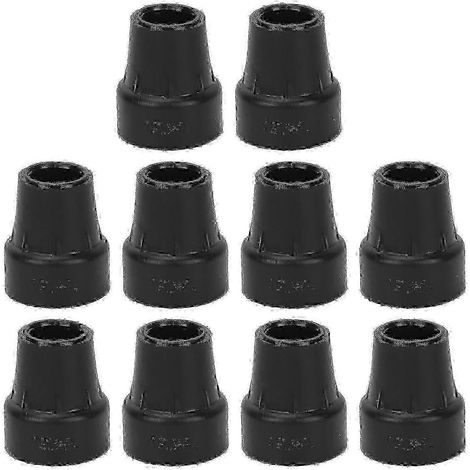 Lot de 10 bâtons de marche en caoutchouc noir, antidérapants, de 19 mm de diamètre intérieur, robustes et universels. (1/5)