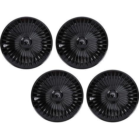 Lot de 4 Enjoliveurs de 14 Pouces, en ABS, Compatibles avec la Plupart des Voitures, Camions et SUV, Enjoliveurs Universels à Clipser pour Jantes en Acier. (Black) (1/5)