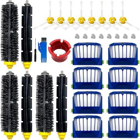 Kit accessoires de rechange pour iRobot Roomba 600 Series 694 675 692 695 677 671 655 645 690 680 660 650 620 614 &amp 500 Series 595 585 564 Robot 3 poils et 3 brosses batteuses 8 filtres 8 brosses