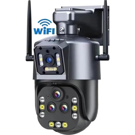 Caméra de sécurité à domicile Caméra de Surveillance IP PTZ 8K 16mp, dispositif de sécurité à quatre objectifs, Zoom 20X AI, suivi automatique, vidéosurveillance for la maison(16MP Add 64G Card) (1/5)