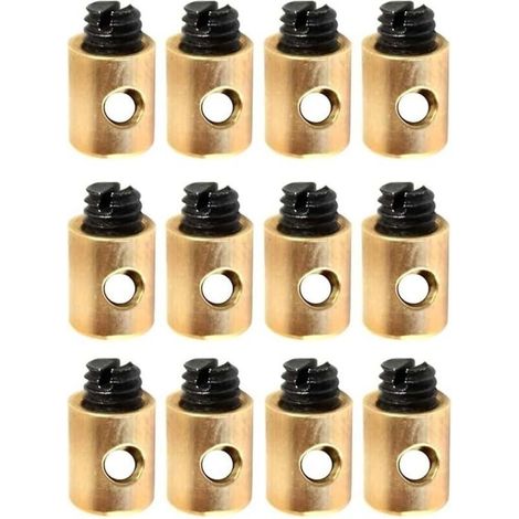 Kabelklemme, Stahlkabelklemme, Fahrradkabelklemmen-Set mit 12 Messingkabelklemmen für Gaszüge an Rollern und Motorrädern, kompatibel mit verschiedenen Fahrzeugen und Gartengeräten (1/5)