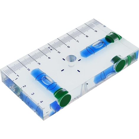 Niveau à bulle T aimanté transparent multifonction 95x51x13mm bleu (1/4)