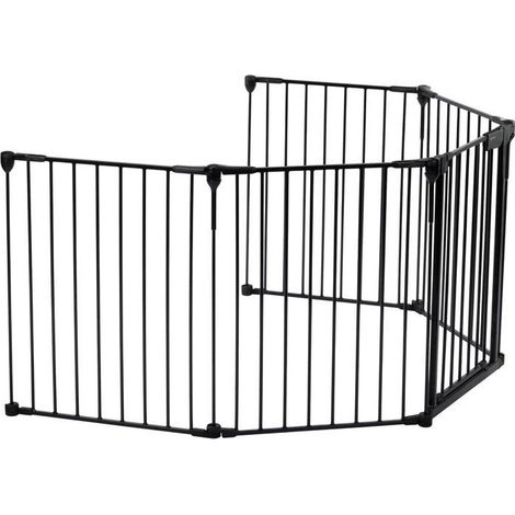 Barriera di sicurezza Safety 1st modulare a 5 pannelli, 3 m nera, altezza 72 cm, si apre in entrambe le direzioni (1/5)