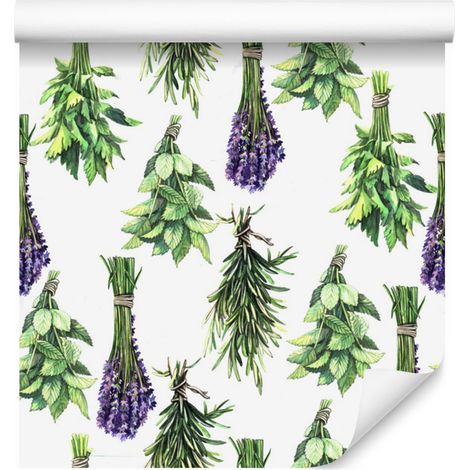 Papier peint Bouquets de fleurs et plantes lavande pour salon et chambre 50x1000 cm (1/5)