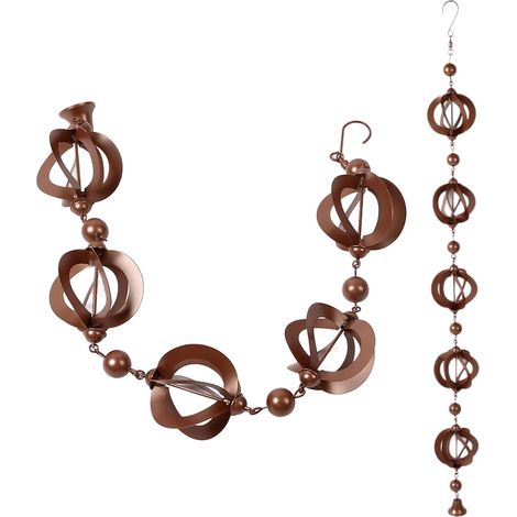 Cadena de lluvia colgante, cadenas de lluvia de hierro de 42,52 pulgadas, cadenas para canalones, cadena de lluvia hueca giratoria, cadena para agua de lluvia, cadenas de lluvia colgantes de metal (1/4)