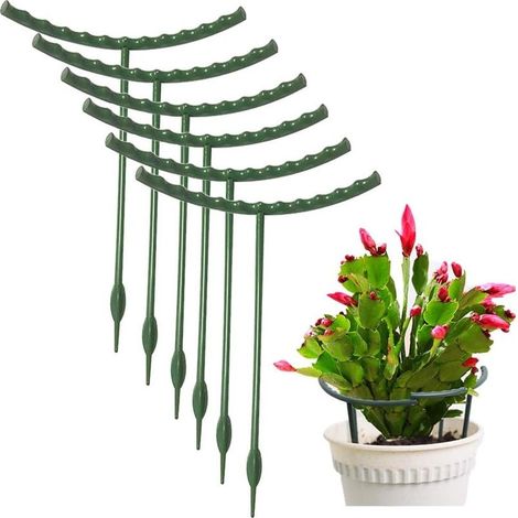 Ensemble de 10 supports pour plantes avec anneaux de support métalliques semi-circulaires, adapté aux plantes à fleurs d'intérieur (5,7 x 5,9 pouces) (1/5)