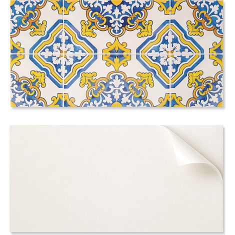 Juego de azulejos de vinilo para pared con dise帽o de mosaico de flores, 10x40x20 cm.