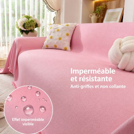 Jeté de canapé velours teddy imperméable rose 180x180 cm grand fauteuil rose 180cm 50 × 30 × 8 cm 1,8 kg – Livraison gratuite