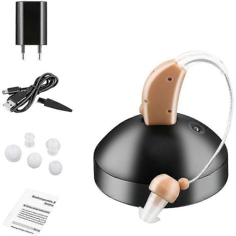 Wiederaufladbares, tragbares Mini-Hörgerät mit Sprachverstärker, Hinter-dem-Ohr-Modell JZ-1088F, für Senioren, EU/US-Stecker (1/5)