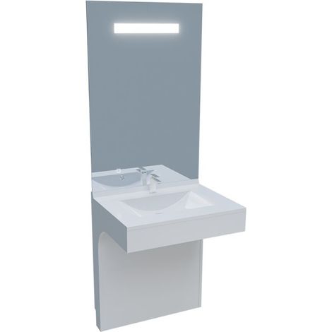 Meuble vasque PMR EPURE 60 cm avec miroir led Elégance ht105 - Blanc