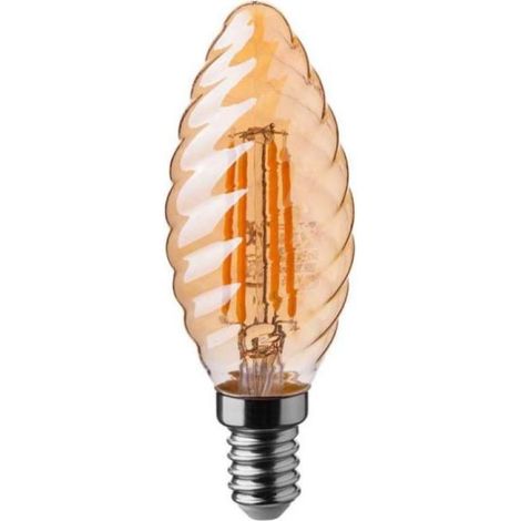 Bombilla LED tipo vela V-TAC E14 de 4 W, filamento trenzado, ámbar, blanco cálido (1/5)
